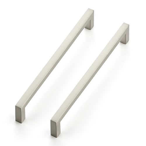Ravinte 10 Pack Solid 6-1/4 Inch Center to Center Slim Square Bar Drawer Handles Cabinet Hardware - Brushed Nickel Kitchen Pulls - size: 6-1/4" Hole Center