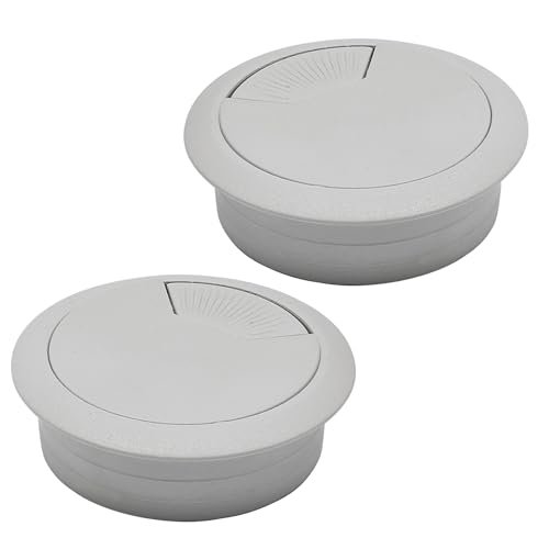 Desk Grommet 2-1/16" (53 mm), Desk Cord Hole Cover, Cable Grommet ABS Plastic, Desk Hole Grommet for Office and Home Table Cable, Detachable Adjustable Cable Cord Organizer (Light Grey 2 Pcs) - size: 2-1/16" (53 mm), style: 2 pcs Light Grey
