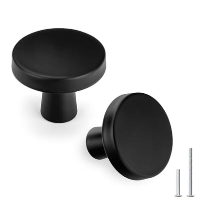 goldenwarm 30 Pack Matte Black Cabinet Knobs for Kitchen Hardware Handles Round Dresser Drawer Knob for Closet Bifold Modern Cabinets Pulls,1.27 Inch - color: Black