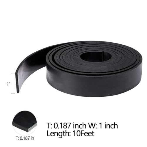 TORRAMI Solid Neoprene Rubber Strips Roll 3/16 (.187) inch Thick X 1 inch Wide X 10 Feet, for DIY Weather Stripping, Gasket, Seal - size: 1" Wide X 10' Long, style: 3/16 (.187)" Thick