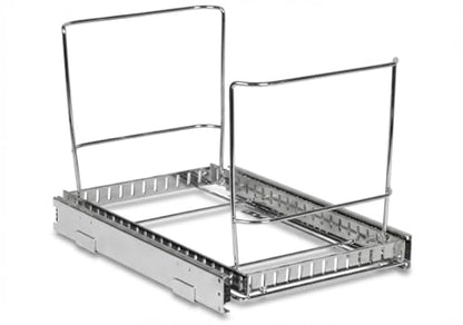 HOLDN’ STORAGE Pull-Out Cabinet Trash Can Organizer, Fits 9 Gal/35 Qt Bins, Heavy-Duty Chrome Frame, Soft-Close Slide, Adaptable Mounting Options, Fits 12”+ Cabinet Opening, Bin Not Included