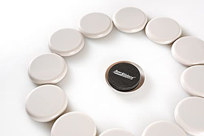 Super Sliders 2 1/2" Round Reusable Furniture Sliders- Easily Move Small to Medium Sized Items Across Carpet 8 Pack Beige