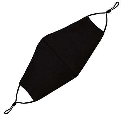 Washable Face Mask with Adjustable Ear Loops & Nose Wire - 3 Layers, Made in USA - color: Solid - Black