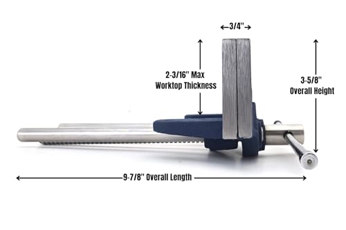 7" Light-Duty Woodworking Vise – Cast Iron Bench Vise with Trapezoidal Thread Screw & Dual Guide Bars – 6-1/8" Jaw Opening – Under-Bench Mount for Carpentry, Woodshop, and DIY Projects