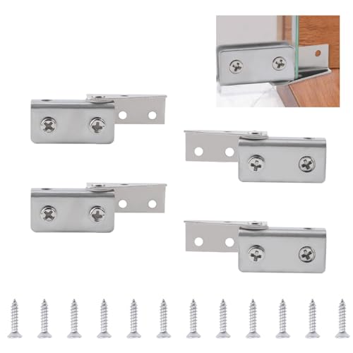 Glass Door Hinge 4Pcs Side Mounted Frameless Glass Door Pivot Hinges Clamp Adjustable Cabinet Pivot Hinge Clip Replacement Kit for 5-8mm Free-Swinging Glass Door (Brushed) - color: Brushed-4pcs