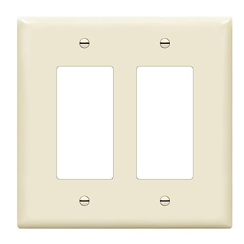 ENERLITES Decorator Light Switch or Receptacle Outlet Wall Plate, Gloss Finish, Midway Size 2-Gang 4.88" x 4.92", Unbreakable Polycarbonate Thermoplastic, UL Listed, 8832M-LA, Light Almond - color: Light Almond, size: Mid-size