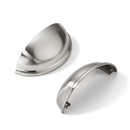 khtumeware 10 Pack 2-1/2" Drawer Pulls Brushed Satin Nickel Cabinet Cup Pulls Kitchen Hardware Cabinet Handles Drawer Handles Knobs 2.5 inch Hole Center - color: Brushed Satin Nickel, size: 2-1/2"(64mm) Hole Center, style: 10-pack