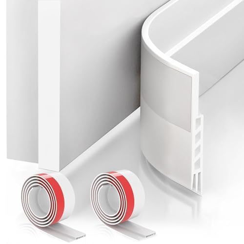 Suptikes 2 Pack Door Draft Stopper，Door Sweep for Exterior & Interior Doors,Door Bottom Seal Dust and Noise Insulation Weather Stripping Draft Guard Insulator, 2" W x 39" L,White - color: White