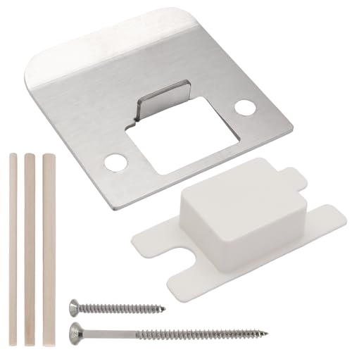 Extended Lip Strike Plate, 2-1/4 x 2-1/4 Inch Stainless Steel Door Lock Repair Kit with Spacer Shim, Extender Striker for Wider Jambs, Enhanced Latch Engagement & Frame Protection (Sliver) - color: Silver