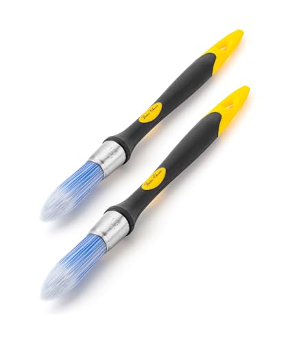 Bates- Trim Paint Brush Set, 0.45 Inch, 2 Pack, Ergonomic Non-Slip Handle, Synthetic Bristles, Trim Brushes for Painting - color: Yellow-black, size: 0.45 Inch, 2 Pack