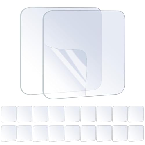 ZOMPAGO 20PCS Premium Double Sided Mounting Squares Clear Tape,Heavy Duty Adhesive Pads for Pictures,Poster Hanging Strips - Strong Sticky Tack,Waterproof Adhesive for Shower,Wall Patch,Sticky Pads - color: 20PCS, size: Square（2.4inch)