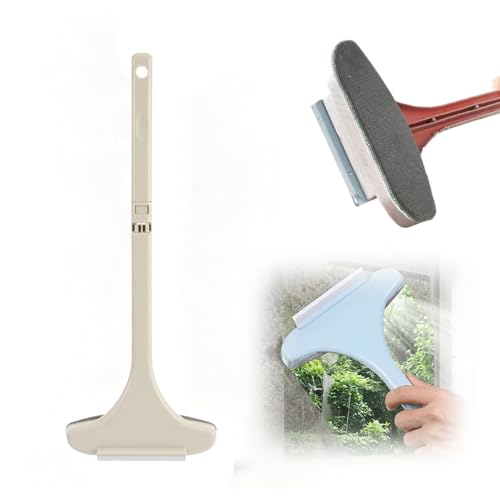 Window Screen Cleaning Brush, 2 in 1 Window Screen Cleaner Tool with Squeegee, Mesh Screen Cleaner, Multi-Purpose Cleaning Brush for Patio, Door, Porch Screens (Beige) - color: Beige