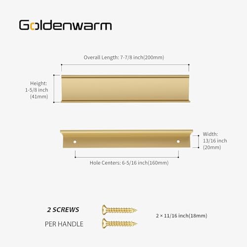 goldenwarm 5 Pack Gold Finger Edge Pulls Drawer Finger Pulls Champagne Gold Kitchen Hardware Handles Bedroom Dresser Drawers,6-1/4 in Hole Center - color: Matte Gold, size: 6-5/16in(160mm) Hole Centers