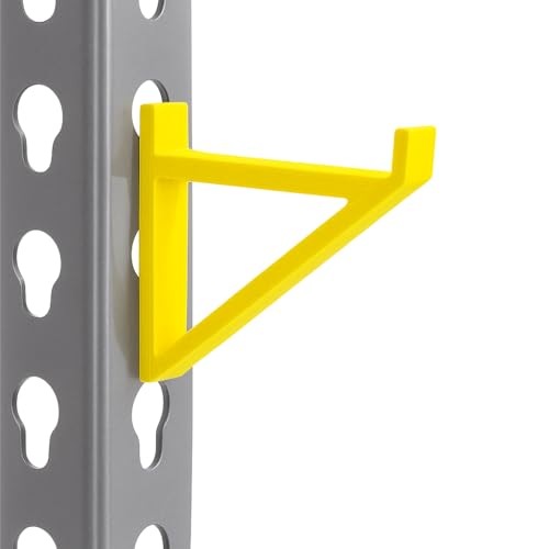 Garage Storage Utility Hooks (4-Pack) – Keyhole Shelving Hook Fits Standard Boltless Uprights – Strong Organization for Workshop & Shelves (Yellow) - color: Yellow
