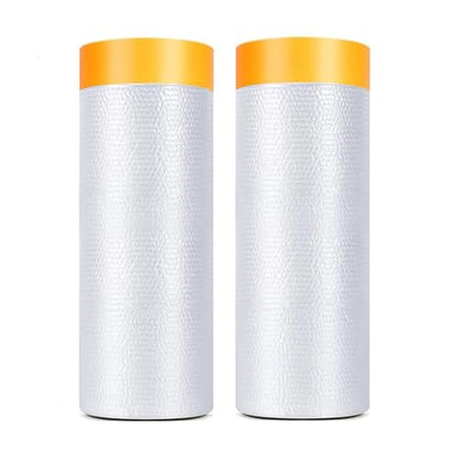 Tape and Drape, Pre-Taped Masking Film, 2 Rolls Automotive Best Tape and Drape Painters Paper, Paint Adhesive Protective Film Roll for Covering Skirting, Frames, Cars and Auto Body (59inchs x 65 feet) - size: 59 inches x 65 feet