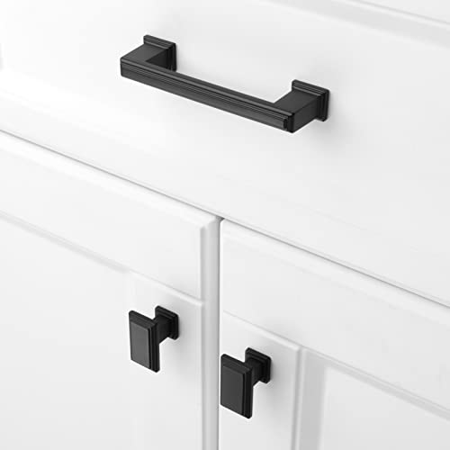 KOOFIZO Matte Black Cabinet Pulls Black Cabinet Handles, 10 Pack 3-3/4 Inch Matte Black Hardware for Kitchen Cabinets Drawer Dresser P02 Cupboard Bedroom Bathroom - color: Black, size: 3-3/4" CC - 10pcs