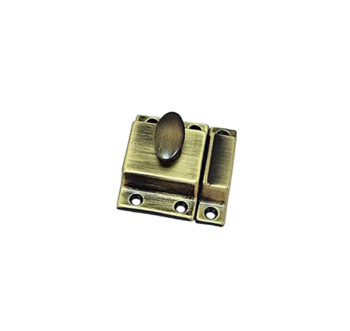 QCAA Traditional Large Oval Turn Cabinet Latch, Solid Brass, 2", for Cupboard & Other Furniture, Brushed Antique Brass, 1 Pack, Made in Taiwan - color: Brushed Anqitue Brass, size: 1 Pack