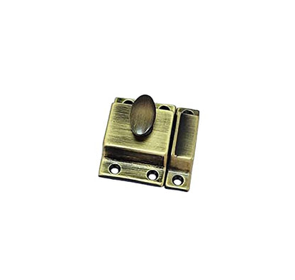 QCAA Traditional Large Oval Turn Cabinet Latch, Solid Brass, 2", for Cupboard & Other Furniture, Brushed Antique Brass, 4 Pack, Made in Taiwan - color: Brushed Anqitue Brass, size: 4pack