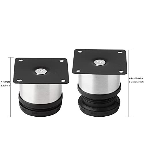 JIAKAI Pack of 4 Furniture Cabinet Adjustable Stainless Steel Round Kitchen Feet，Furniture Leg for DIY Furniture, Sofa Table Cabinets Shelves 50 x 50mm