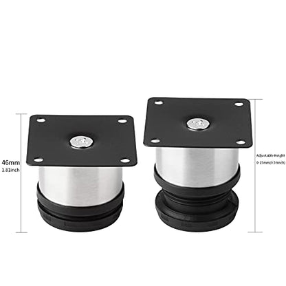 JIAKAI Pack of 4 Furniture Cabinet Adjustable Stainless Steel Round Kitchen Feet，Furniture Leg for DIY Furniture, Sofa Table Cabinets Shelves 50 x 50mm