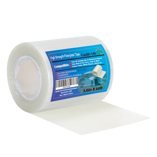 RV Awning Repair Tape, Tent, Waterproof Tarp, Car Cover, Boat Covers, Sail Tape, Outdoor Umbrella Fiber Glass Repair Tape 3.15in - style: 50ft
