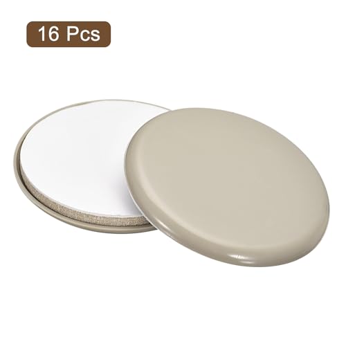 uxcell Furniture Sliders, 16Pcs 2 3/4" - Plastic Self-Adhesive Round Sliding Pads, Chair Glides for Carpeted Tile Vinyl Hardwood Floors (Grey) - size: 2 3/4"