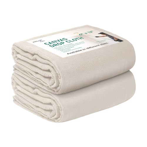Canvas Drop Cloth for Painting 4x12 feet Pack of 2-8oz Painters Drop Cloths for Painting - All Purpose Canvas Tarps for Floor & Furniture Protection - Recycled Cotton Fabric - size: 4x12 Ft - 2 pc
