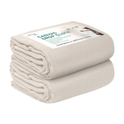 Canvas Drop Cloth for Painting 4x12 feet Pack of 2-8oz Painters Drop Cloths for Painting - All Purpose Canvas Tarps for Floor & Furniture Protection - Recycled Cotton Fabric - size: 4x12 Ft - 2 pc