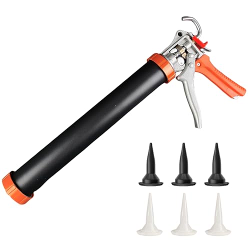 Sausage Caulking Gun,20 oz Sausage Foil Pack/10 oz Cartridge Adhesive Dual-Purpose,18:1 Thrust,15” Aluminum Sealant Manual Caulk Gun Kit With 6 Cone Nozzles (1 Pack) - size: 1 Pack