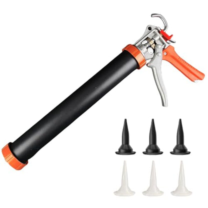 Sausage Caulking Gun,20 oz Sausage Foil Pack/10 oz Cartridge Adhesive Dual-Purpose,18:1 Thrust,15” Aluminum Sealant Manual Caulk Gun Kit With 6 Cone Nozzles (1 Pack) - size: 1 Pack