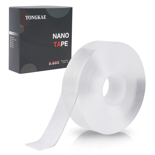 Double Sided Tape Heavy Duty, 9.85FT Nano Tape Extra Large Clear Mounting Tape, Removable Traceless Two Sided Adhesive Tape, Strong Grip Picture Hanging Strips Adhesive Poster Carpet Tape - size: 9.85ft