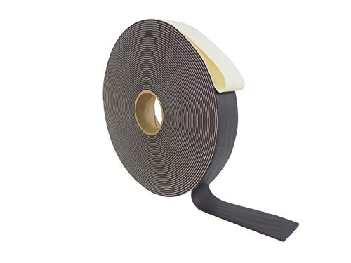 WOD SSFLDFT Closed Cell Sponge Rubber Foam Tape, 1/8 inch Thick, 2 inch x 75 ft. Made in USA Weatherstrip Seal, Windows and Doors Adhesive, Sound Proof Insulation, Black - size: 2"W,1/8"T,75'L
