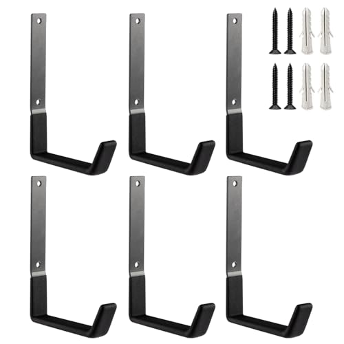 Heavy Duty Steel Garage Hooks, Garage Storage Utility Hooks, Garden Tool Organizer, Steel Wall Mount Hooks, (6, Large) - size: Large