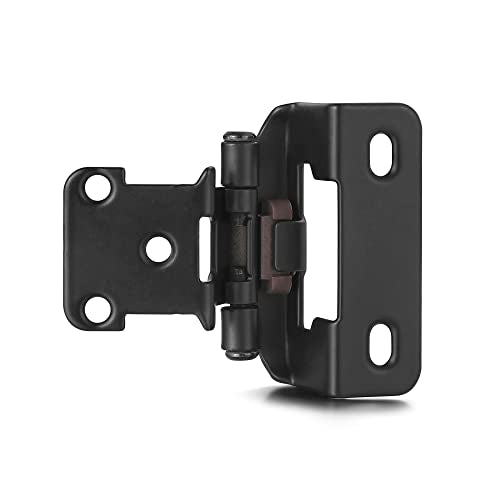 4 Pack (2 Pair) Matte Black Cabinet Hinges for Kitchen Cabinet Door, Partial Wrap Self Closing 1/2" Overlay Kitchen Cabinet Hinges, Semi Hidden Cabinet Hinge for Cabinet Doors - color: Matte Black