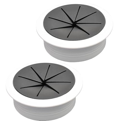 Desk Grommet 2-1/16" (53 mm), Desk Hole Cover for Cables White and Black, Cable Grommet ABS Plastic, Desk Hole Grommet for Office and Home Table Cable, Flexible Cable Cord Organizer-2 Pcs - size: 2-1/16"(53 mm)-2Pcs, style: Black and White