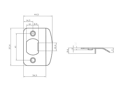 Replacement Products Strike Plate Full Lip, 2-1/4" x 1-5/8" for Knob or Latch, 1/4" Thick, Black 3 PCS - color: D-Black finish 3pcs