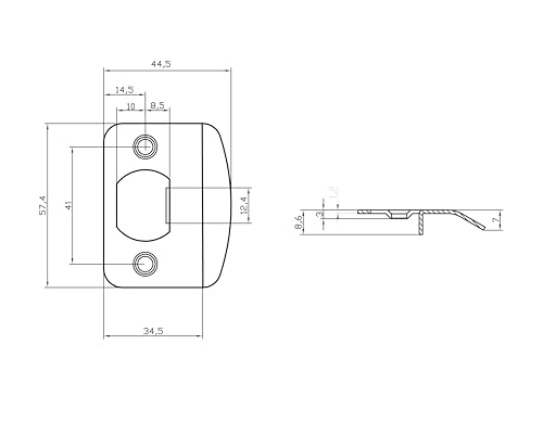 Replacement Products Strike Plate Full Lip, 2-1/4" x 1-5/8" for Knob or Latch, 1/4" Thick, Polish Brass 3 PCS - color: D-PB finish 3pcs