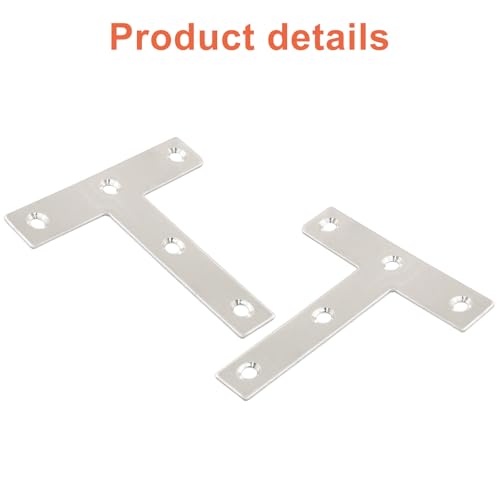 Bivethoi 12 Pcs T Shape Flat Mending Plates 80mm x 80mm (3.15" x 3.15") T Corner Braces T Bracket Connector Fixing Repair Plates for Wood Furniture, Cabinet, Windows - size: 80*80mm/3.15*3.15''(T shape)