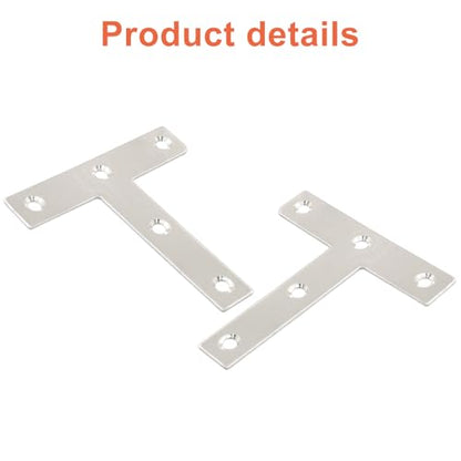 Bivethoi 12 Pcs T Shape Flat Mending Plates 80mm x 80mm (3.15" x 3.15") T Corner Braces T Bracket Connector Fixing Repair Plates for Wood Furniture, Cabinet, Windows - size: 80*80mm/3.15*3.15''(T shape)