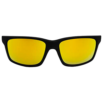 Alpha Omega AO4 Wraparound Sports Motorcycle Sunglasses Riding Glasses for Men or Women Black Frame w/Orange Mirror Lens