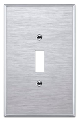 OVERSIZED 1 Gang Toggle Stainless Steel Light Switch Cover - Jumbo One Gang Toggle Metal Wall Plate for Toggle Switches, 430 Stainless Steel - Satin finish, UL Listed, Made in USA, 5.5 x 3.5 Inches - color: 1 Gang Toggle