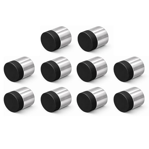 INOX Satin Stainless Steel Door Stoppers - Elegant Simple Style Door Stop with Durable Satin Finish, Heavy-Duty Wall Mounted Hardware, Scratch Protection, 1" Rise x 1-3/16" DSIX08-10X-32D 10 Pack - color: Satin Stainless Steel, size: 10 Pack