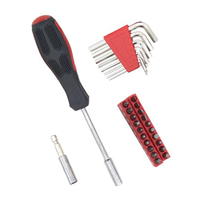 39-Piece Household Tools Kit - Comprehensive and Essential Repair Set Tools for Dorm, Home Use, DIY (39p-red) - color: Red