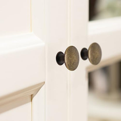 16 Pack Antique Brass Cabinet Knobs, Round Dresser Knobs Kitchen Drawer Knob, Single Hole Cupboard Door Knob Dresser Drawer Pulls Handles - color: Antique Brass, size: 16 Pack