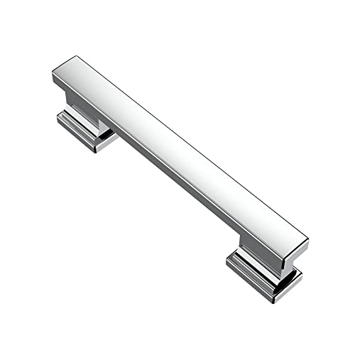 Alzassbg 10 Pack Polished Chrome Cabinet Pulls, 3-3/4 Inch(96mm) Hole Centers Kitchen Cabinet Handles for Cabinets and Drawers AL3061CP - color: Polished Chrome, size: 3-3/4" Hole Center