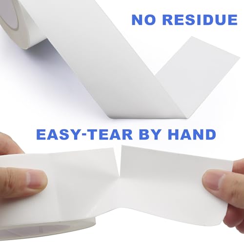 White Duct Tape Heavy Duty Waterproof, 2 Inches x 32 Yards, Strong, Durable, Easy-Tear by Hand, Residue-Free for Home Repairs, Fixed Carpet Edge, DIY Projects - color: White