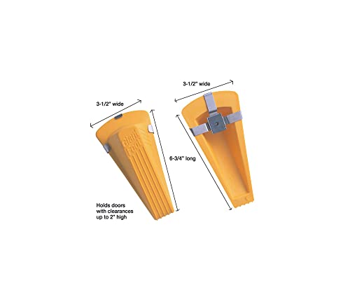 Master Caster Giant Foot Magnetic Doorstop, No-Slip Rubber Wedge, 3.5w X 6.75d X 2h, Yellow