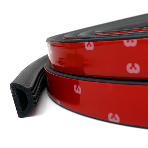 D Shape Rubber Weather Stripping, Self-Adhesive EPDM Rubber Seal Strip Gasket for Automotive, RV Slide Out Seal, Marine, Garage Doors/Window and More - 0.75” Width, 0.425” Height - 20FT