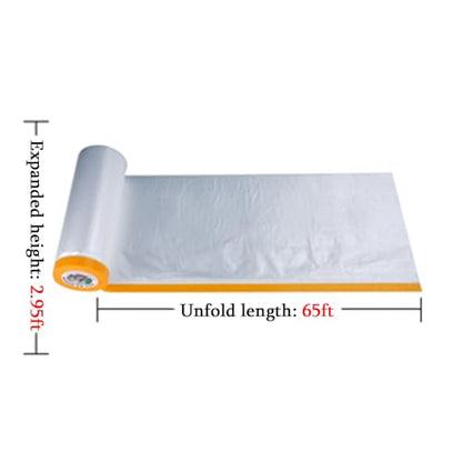 Taped Masking Film - for Automotive Covering Painting Paint Masking, Furniture and Floors and Appliance Protection. (Size - 2.95x 65-Feet roll,3 Pack.Thickness -0.23Mil) - style: 2.95feetX65feet, 3 pack