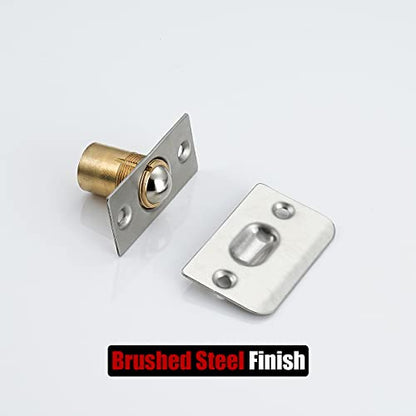 JQK Closet Door Ball Catch Hardware, Stainless Steel Catch Adjustable with Strike Plate, Brushed Satin Finish 2 Pack, HBC100-P2 - color: Brushed, size: 2 Pack